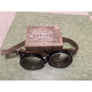Antique Safety Goggles by American Optical Company Steampunk USA Wood